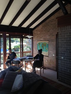 The Kapoulases in the original dining area.