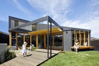 The new addition opens the interiors to the garden.