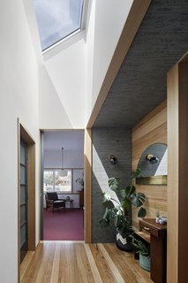 A skylight brightens the entryway.