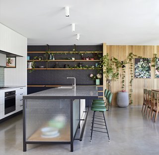 A work counter and breakfast bar.
