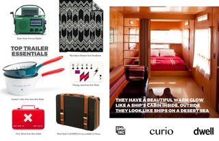 Road Trip - Photo 6 of 6 - Left: More suggestions from SMH, Inc for cool camping products. Right: Interiors of a trailer at Hotel El Cosmico in Marfa/ Texas. This picture first appeared in Hotels we Love at the Dwell website. 