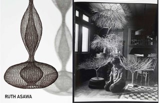 Left: Untitled, 1956, Right: Portrait of Ruth Asawa by Imogen Cunningham