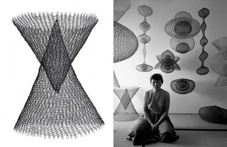 Left: Untitled 1950-55, Right: Portrait of Ruth Asawa by Imogen Cunningham