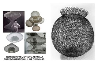 Left: Clockwise: Portrait by Imogen Cunningham, Scultures from 1950's, Photo of Ruth in her studio by Imogen Cunningham