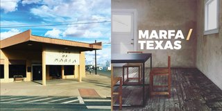 Left: The junction, City of Marfa building, Right: Judd Foundation Photography: Marcus Hay for SMH, Inc 
