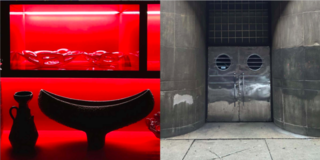 Left: The rooftop bar at The Virgin Hotel has an amazing red installation Right: The Art Deco Fortress near Ashland Station