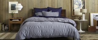 Heathered Stripe: Behind the Design + Styling Tips - Photo 1 of 6 - We have a blue crush on Heather Blue and Navy Percale; Source: Nicole Lamotte/Parachute