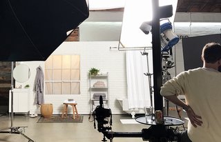 A true behind-the-scenes moment featuring our crew and custom built set; Source: Nicole LaMotte