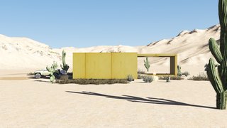 The desert loft resident is involved in off-road activities and required a place, which would sustain its appearance through sandstorms and extensive heat. The massive metal structure elegantly sits in the harsh environment.<br> The entrance door, secluded behind the thick metal screen, leads to the largest area of the house, unifying the kitchen, the dining room and the living room. The hall connects to three bedrooms and the bathroom.<br> The dining room exits to the terrace with the fireplace, carved in the floor. the ceiling is hollowed out right above it, following the lines of the round cut out in the floor. The gap's presence is almost poetic, as if it's the only passage transferring the smoke to the sky.