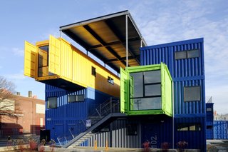 So, technically it's not an island, nor is this a home, but we couldn't resist including this Rhode Island-based office/studio space constructed from 32 recycled shipping containers on an abandoned strip of Providence history—the former Harris Lumber site. This three-story, 12,000-square-foot complex, which sits in a post-industrial section of Providence, is the largest office building in the United States made exclusively of cargo containers and was designed by truth box, inc.