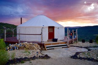 This rustic yurt rental with incredible views near Zion National Park, Utah, can accommodate up to nine guests. For a group of glampers looking for the ultimate Zion experience, this is the place to stay. There are four double beds and three single beds in the yurt. 