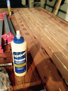 Titebond II to laminate the thin strips together for the top (deck) and bottom layers of the board.