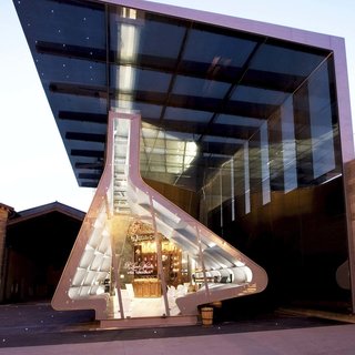 López de Heredia commissioned Hadid to crate a new extension to their existing bodegas, which now houses the old stand and a shop, entertainment and exhibition area, citing "the spectacular nature, innovation, art, daring and subtlety of her work." 