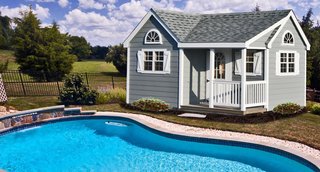 A Horizon Structures pool house shed is the ultimate in poolside comfort and utility. It can be used as storage for the kids' pool toys, a guest changing area, or as a place to store your pool chemicals, pump, and filtering system. 