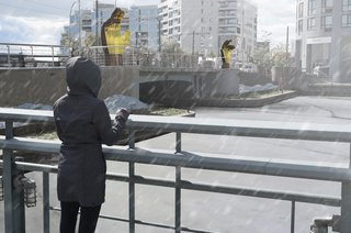 "Tailored Twins" installation by Ferris + Associates installation is part of the Ice Breakers festival, located at the Peter Street Basin in Toronto.