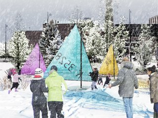 "Leeward Fleed" installation by RAW, part of Ice Breakers, located at Canada Square in Toronto.