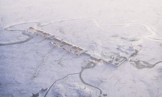 A Proposed Icelandic Resort Celebrates Wellness and its Magical Surroundings - Photo 1 of 18 - A snowy bird's-eye view of the Red Mountain Resort.
