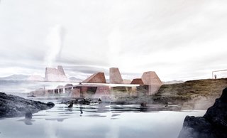 A Proposed Icelandic Resort Celebrates Wellness and its Magical Surroundings - Photo 3 of 18 - The buildings disappear and melt into the landscape, and yet also appear as if they're mirrored in the water of the lagoon.