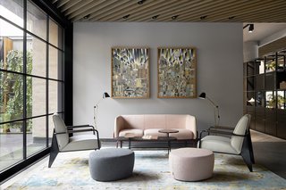 Artwork by local artists can be found throughout the communal spaces and individual rooms.