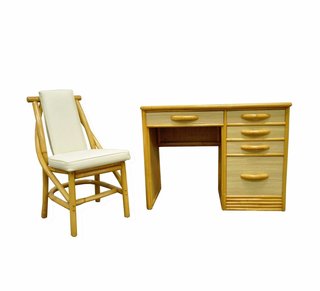Looking for office furniture with storage and style? This vintage bamboo set by Willow & Reed has it all. 