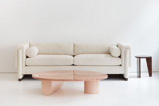 Egg Collective's Isla coffee table with their Howard sofa highlight the company’s design aesthetic that marries high-quality materials and craftsmanship with bold, striking forms.