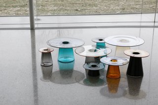 Cho's series of glass vessels, called Layering Transparency, considers overlapping parts of positive and negative space in different colors and tones. "The sculptural forms invite people to interact with the objects in an inventive and personal way," she says.