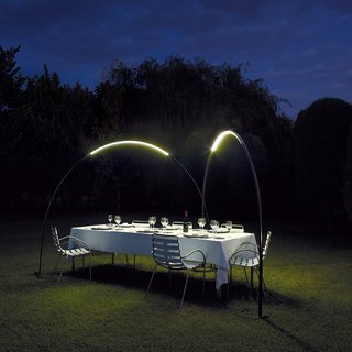 Jordi Vilardell and Meritxell Vidal designed this lighting structure to subtly light the perfect environment for evening dining in the garden.