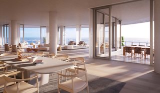 The materials and color palette were inspired by the surrounding natural elements of North Beach.