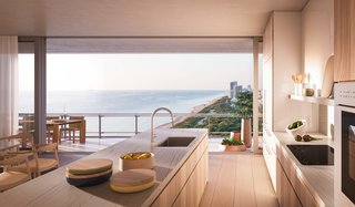 Throughout the interior, window frames are sunk into the floor and ceiling, erasing the sense of space between inside and outside.
