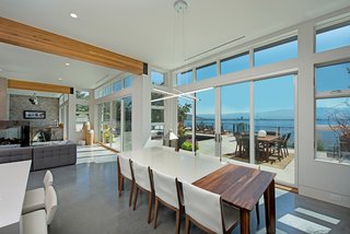Expansive windows allow Shannon and Cory to entertain their family and friends year round—inside and out! 