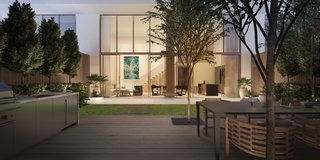 Shown here is the garden view of Three Hundred Collins, which Hansen designed to be a culturally-inspired sanctuary for residents of Miami's South Beach. 