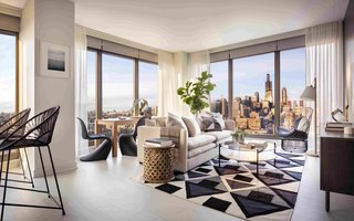 Tour a New Residential High-Rise That's Uniquely "Chicago" - Photo 1 of 11 - The living and dining area of a two-bedroom unit