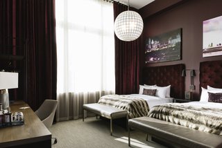Sleek, stylish vibes await guests in the rooms at Hotel Covington. 