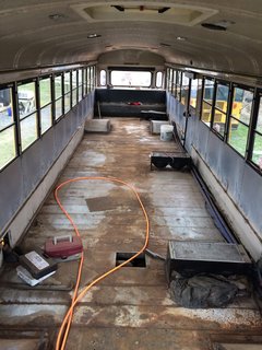 Here is what the bus looked like once the seats were removed.