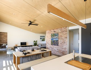 The burnished concrete floor contains 10 percent fly-ash and slag.