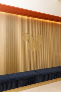 An up-close view of the details in the seating alcove located in the common room.