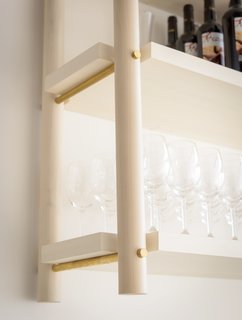 Bespoke shelves at Tusk, which was named for the Fleetwood Mac album.