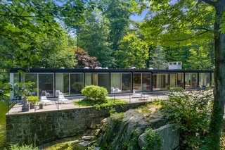 Writer Marc Kristal described the house as "a lapidary example of Miesian simplicity: a 25-by-95-foot rectangle, composed of a black exposed-steel frame, front and northern elevations clad largely in white glazed brick, and southern and western exposures enclosed by floor-to-ceiling glass sliders."