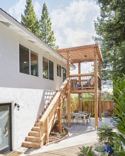 A view of the new redwood structure, complete with rebuilt stairs. "It has basically made the house look 100% better from the outside," Soria said.