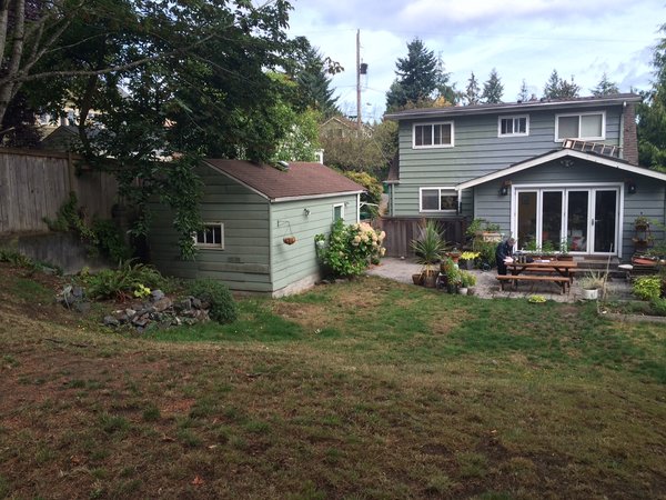 Before: the 250-square-foot garage on the existing lot.