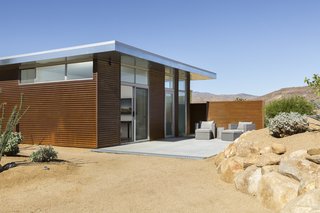 This Modern Homestead With a Vintage Trailer Offers Adventure in California's High Desert - Photo 2 of 10 - The casita houses a king-size bed, a bathroom, and an outdoor shower.