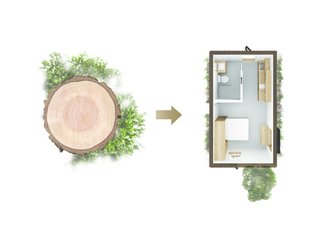 A diagram portrays the connection between the natural elements and the built form. 