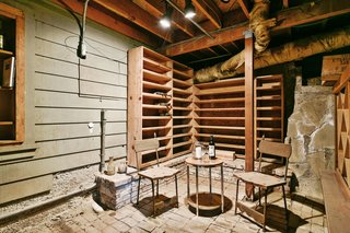 The home's wine cellar is a unique feature which exposes some of the home's interesting infrastructure. 