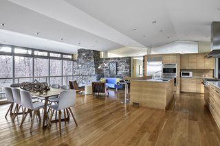 The floors upstairs, originally a battleship gray linoleum, were replaced with oak flooring.