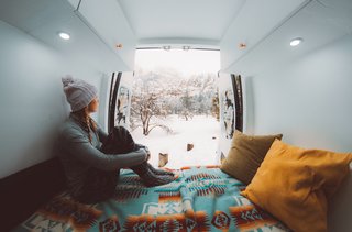 Inside, flexible plywood walls concealed Denim Insulation, Reflectix, and a Vapor Barrier, which insulated the van from cooler temperatures.