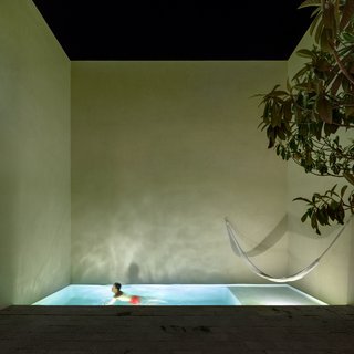 The largest of the three courtyards includes a swimming pool and hammock—an ideal spot for rest and relaxation.