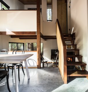 Three levels intermix within the small footprint of the home, creating a loft-like feeling.