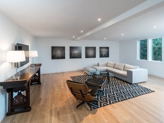 The lower level has enough space for a second living room.