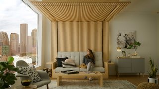 The Ori Cloud Bed in sofa mode.