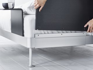 An accessory can be fitted onto the Delaktig bed frame to allow you to add different styles of headboard.